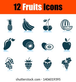Fruits Icon Set. Shadow Reflection Design. Vector Illustration.