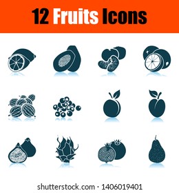 Fruits Icon Set. Shadow Reflection Design. Vector Illustration.