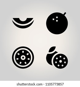Fruits icon set. studio shot, melon, background and ingredient illustration vector icons for web and design