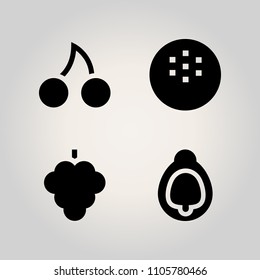 Fruits icon set. top, vibrant, cracked and leaf illustration vector icons for web and design