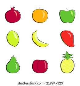 Fruits icon set, vector