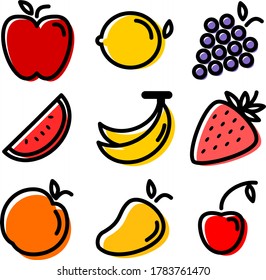 Fruits icon set, vector art