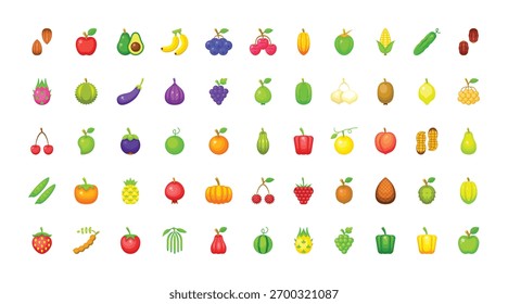 Obst-Symbolsatz. Vektorsymbole. Flache Symbole