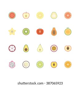 Fruits icon set. vector illustration. 