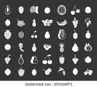 Fruits icon set vector white isolated on grey background 