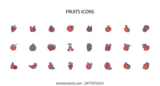 Fruits icon set.vector.Editable stroke.linear style sign for use web design,logo.Symbol illustration.
