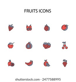 Fruits icon set.vector.Editable stroke.linear style sign for use web design,logo.Symbol illustration.