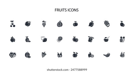 Fruits icon set.vector.Editable stroke.linear style sign for use web design,logo.Symbol illustration.