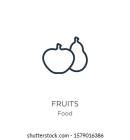 Fruits icon. Thin linear fruits outline icon isolated on white background from food collection. Line vector sign, symbol for web and mobile