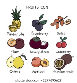 Fruits icon vector illustration set 4