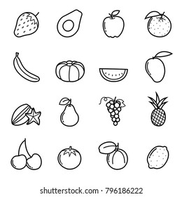 fruits icon vector set