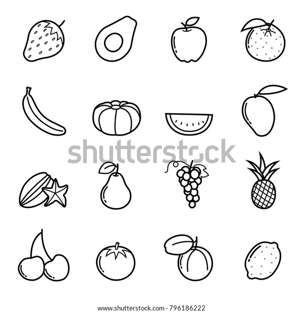 Fruits Icon Vector Set Stock Vector (Royalty Free) 796186222 | Shutterstock