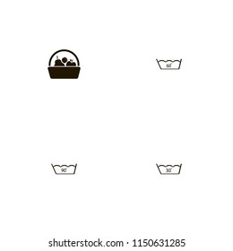 fruits icons. basket apple apricot pear and delicate gentle degrees vector icons set