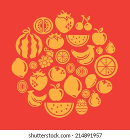 Fruits Icons in Circle Shape