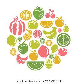Fruits Icons in Circle Shape