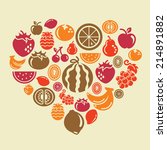 Fruits Icons in heart shape