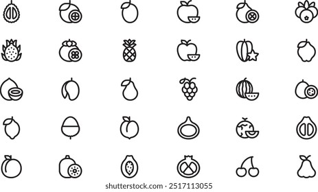 Fruits icons High-Quality Vector Icons Collection with Editable Stroke. Ideal for Professional and Creative Projects.