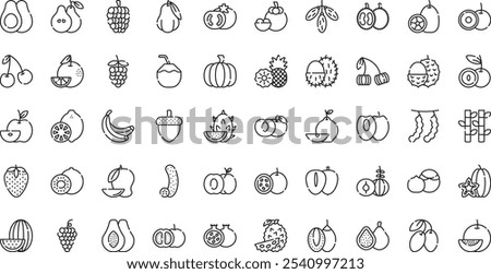 Fruits icons . High-Quality Vector Icons Collection with Editable Stroke. Ideal for Professional and Creative Projects.