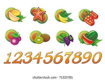 fruits icons and numerals for casino