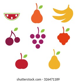 Fruits icons on white background.Vector