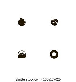Fruits icons set. apple, fruit basket, citrus and lemon