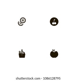 Fruits icons set. apple, orange, cherry and banana