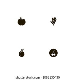 Fruits icons set. berry, grape, apple and cherry