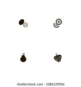 Fruits icons set. berry, orange, tropic and tree