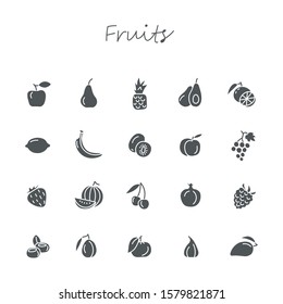 Fruits icons set. Cartoon vector and illustration, hand drawn style, isolated on white background.