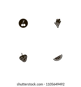 Fruits icons set. cherry, grapes, melon and strawberry