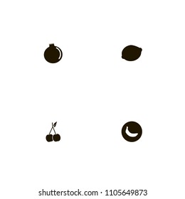 Fruits icons set. cherry, tropic, citrus and banana