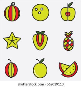 Fruits icons set of colour, Illustration EPS10
