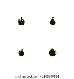 Fruits icons set. garnet, pear, banana and tree