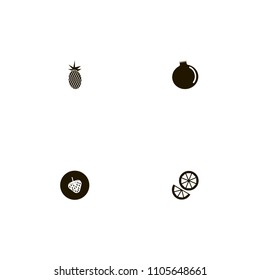 Fruits icons set. garnet, tree, berry and orange
