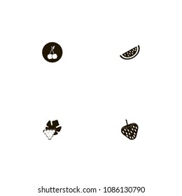 Fruits icons set. grape, melon, cherry and watermelon