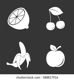 Fruits icons set isolated on  gray