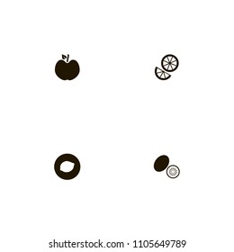Fruits icons set. lemon, apple, orange and citrus