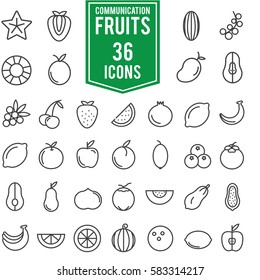 Fruits icons set of line, Illustration EPS10