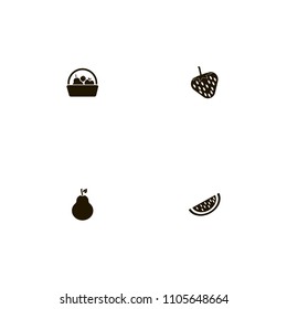 Fruits icons set. melon, apple, berry and watermelon
