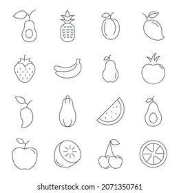 Fruits icons set.  Fruits  pack symbol vector elements for infographic web