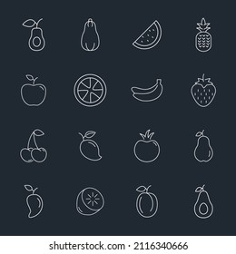 Iconos de frutas establecidos. Elementos vectoriales del símbolo del paquete de frutas para la web infográfica