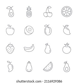 Fruits icons set . Fruits  pack symbol vector elements for infographic web
