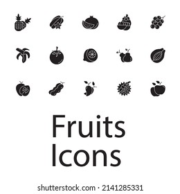 Iconos de frutas establecidos. Elementos vectoriales del símbolo del paquete de frutas para la web infográfica