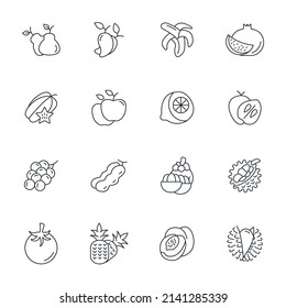 Fruits icons set . Fruits pack symbol vector elements for infographic web