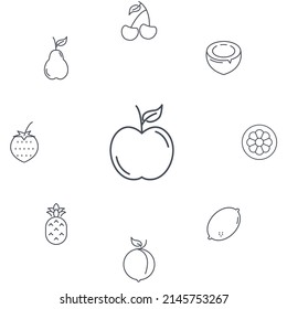Fruits icons set . Fruits pack symbol vector elements for infographic web
