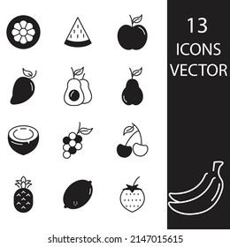 Frucht-Icons Set . Fruchtpackensymbol, Vektorelemente für Infografik-Web