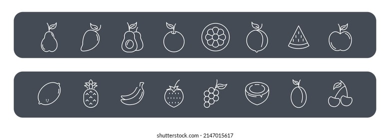 fruits icons set . fruits pack symbol vector elements for infographic web