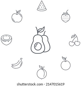 fruits icons set . fruits pack symbol vector elements for infographic web