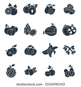 Fruits icons set . Fruits pack symbol vector elements for infographic web