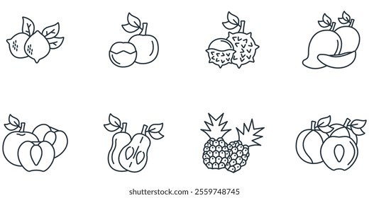 Fruits icons set . Fruits pack symbol vector elements for infographic web